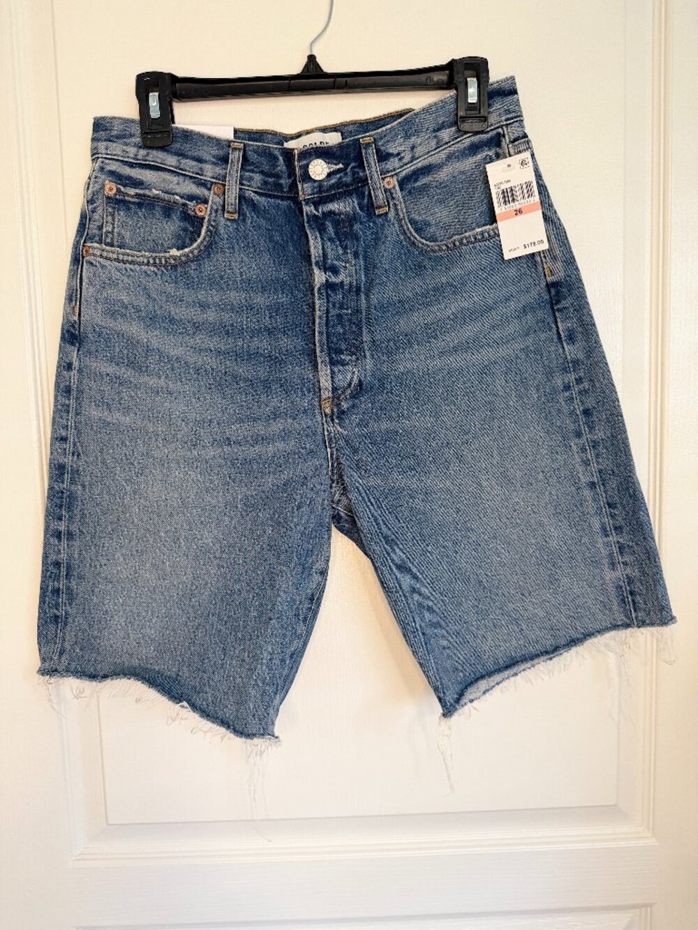 AGOLDE 90's Mid Rise Loose Denim Shorts in Ruin- 26- MSRP $178
